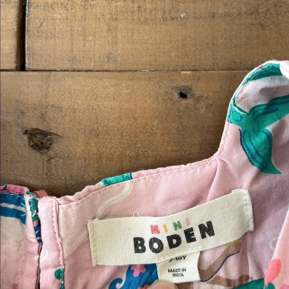 Mini Boden pink mermaid tropical dress 9-10 years under the sea print